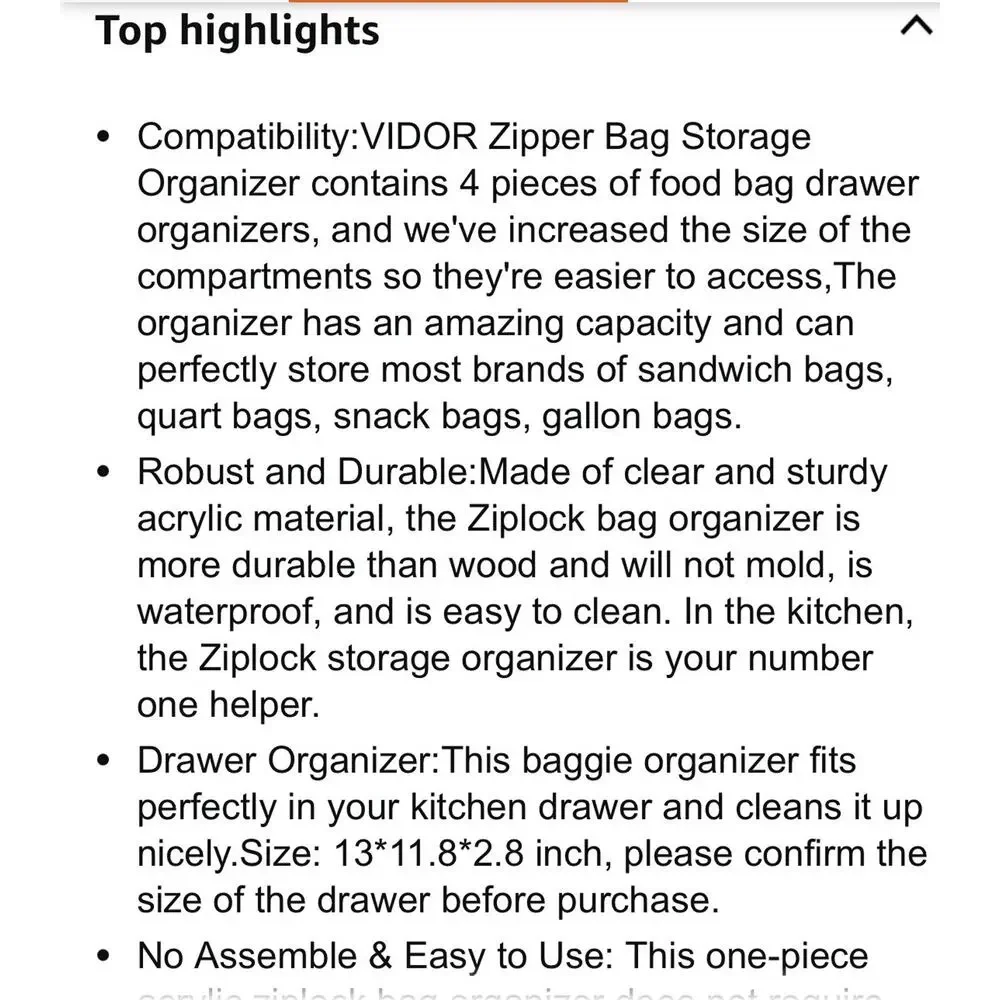 Acrylic Bags Storage Organizer - Baggie Bags Drawer Organizer & Plastic Food ...